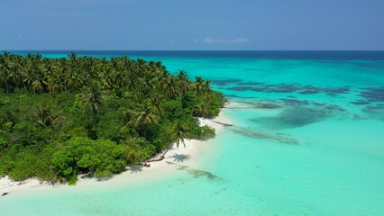Beautiful aerial view of tropical beach in Maldives