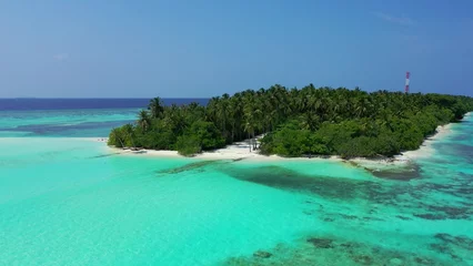 Photo sur Plexiglas Corail vert Aerial view of the beautiful turquoise ocean in the Maldives