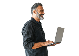 South American Man Enjoying Laptop Use