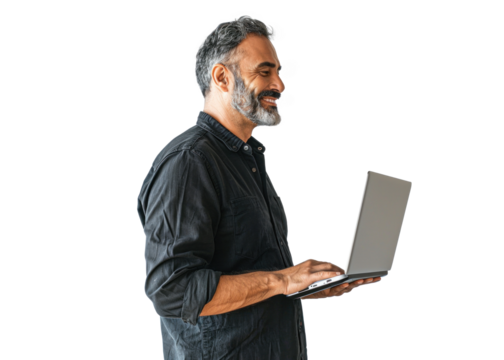 South American Man Enjoying Laptop Use