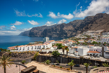 Los Gigantes is a resort town in the Santiago del Teide municipality on the west coast of the Canary Island Tenerife. - obrazy, fototapety, plakaty