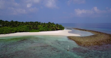 Beautiful tropical island with palm trees on a sandy beach