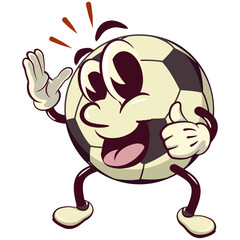 football soccer ball cartoon vector isolated clip art illustration mascot giving a thumbs up, vector work of hand drawn
