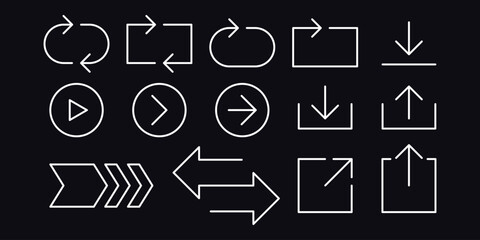 Line Arrow vector icon set Arrow Direction Icons Set Vector Graphics Illustration