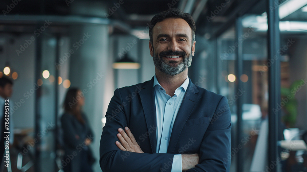 Wall mural Smiling Senior Caucasian Businessman in Office 