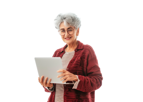 Mature Woman with Tablet Smiling