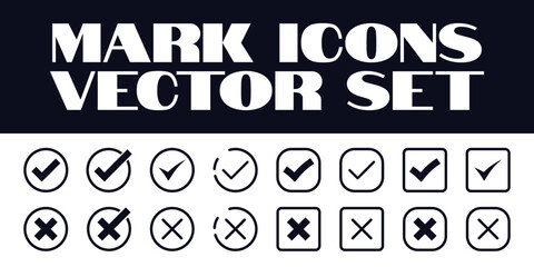 Mark Icons Set Vector Check Tick, Cross, Question, Exclamation Mark Icon Vector Graphics