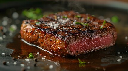 Succulent Steak on Plate. Generative AI