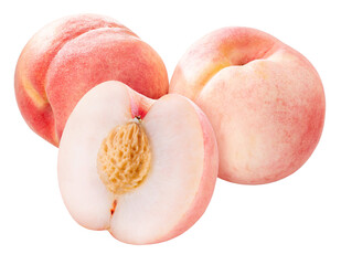 Peach fruit isolated on white background, Fresh Peach on White Background PNG file.