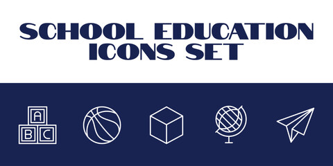 School Objects Icons Set Vector Illustration education icon Student vector - obrazy, fototapety, plakaty