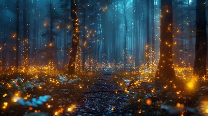 Cercles muraux Forêt des fées Mystical Fairies Illuminate the Enchanted Forest Path at Twilight