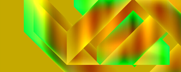 a yellow , green and orange geometric pattern on a yellow background . High quality - 786099742