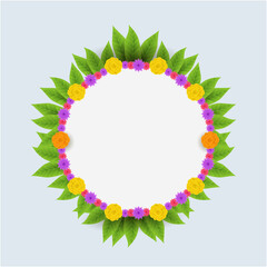 Flower and leaf frame vector background