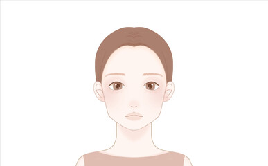 30代一重まぶたの女性の正面（ブルべ）