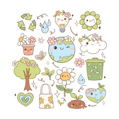 Draw funny earth day Planet green lover Printable sublimation for shirt - obrazy, fototapety, plakaty