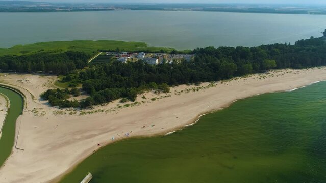 Beautiful Canal Jamno Beach Kanal Mielno Plaza Aerial View Poland