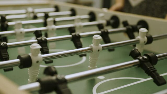 Closeup shot of the fusball table