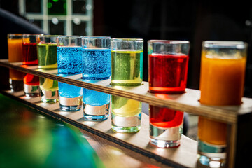 different color shots in the bar