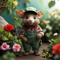mouse and flowers