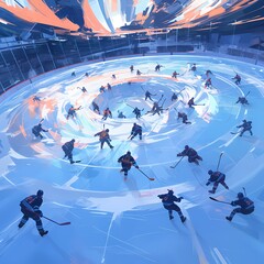 Spectacular Anti-Gravity Ice Hockey Game - The Future of Sports - obrazy, fototapety, plakaty