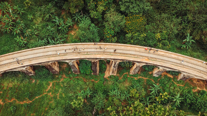 DRONE VIEW OF THE Nine Arch Bridge, also called Bridge in the Sky, IN SRI LANKA
