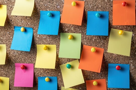 stickers on a cork board