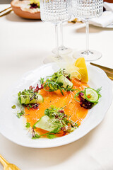 salmon carpaccio with fresh salad
