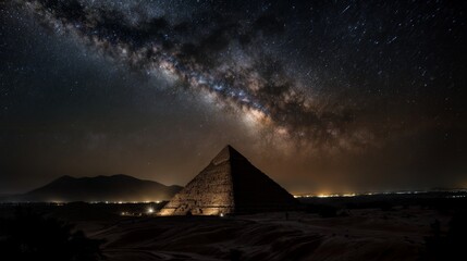 The Great Pyramids of Giza and the Milky Way in Egypt - obrazy, fototapety, plakaty