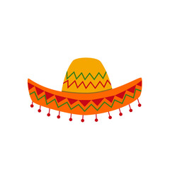 Mexican hat vector illustration. Traditional sombrero, Mexican costume element on a white background.