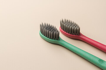 Oral hygiene concept. Colored toothbrushes - obrazy, fototapety, plakaty