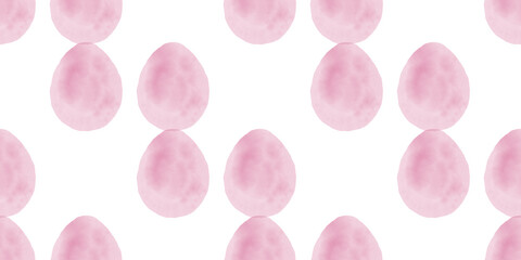 Cute illustration with colorful Easter eggs with watercolor texture, spring banner