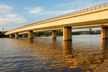 Commonwealth Avenue Bridge across the Lake Burley Griffin in Canberra, Australia