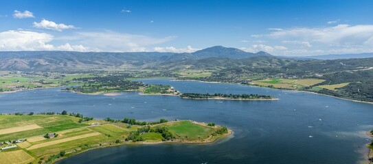 Bird's-eye view of Pineview Reservoir in Utah