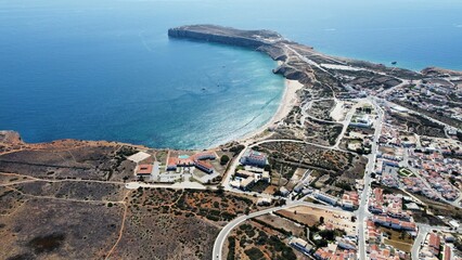 Aerial view of the coastline of Sagres, Algarve