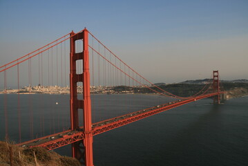 Beautiful view of the Golden Gate Bridge during sunrise