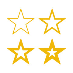 Rounded Hollow Gold Star Stroke Icons