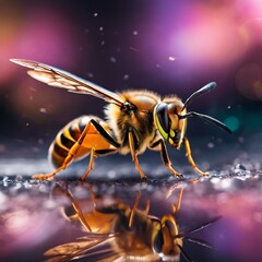 AI generated illustration of a close-up of a hornet on the ground