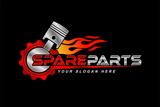 spare parts, auto part logo emblem design isolated on black background 