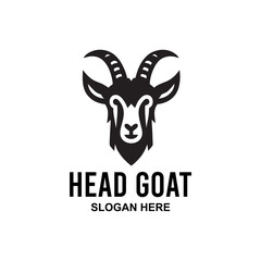 silhouette logo of head goat, vector design premium