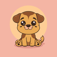 Fototapeta premium Cute adorable happy dog puppy cartoon illustration