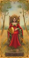 THE EMPRESS. Card number 3. Magical Tarot. Tarot Major Arcana Cards. Free-hand digital painting. Not using AI. 