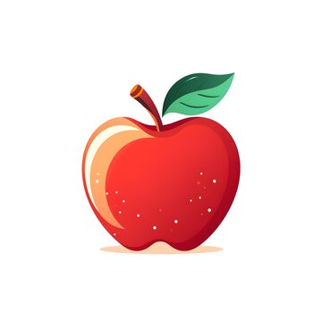 Flat logo vector isolated apple fruit isolated white background, Generative AI