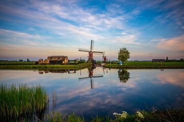 Windmill near a river