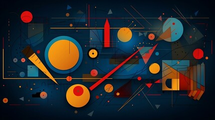 AI generated illustration of blue background with abstract geometric shapes