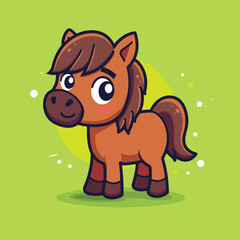 Adorable horse cartoon illustration flat vector design