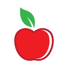 red apple logo design with green leaves
