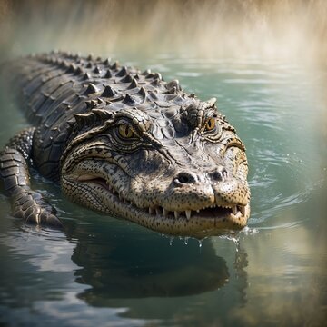 an image of alligators that are in the water by itself
