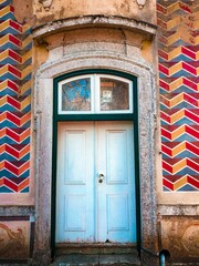 Closeup of a door of a beautiful building