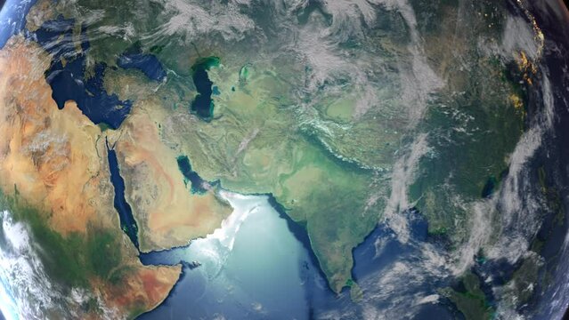 Realistic Earth From Space Zoom In Clouds Iran