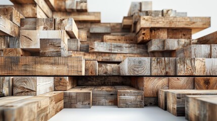 The image is a close up of a pile of wood